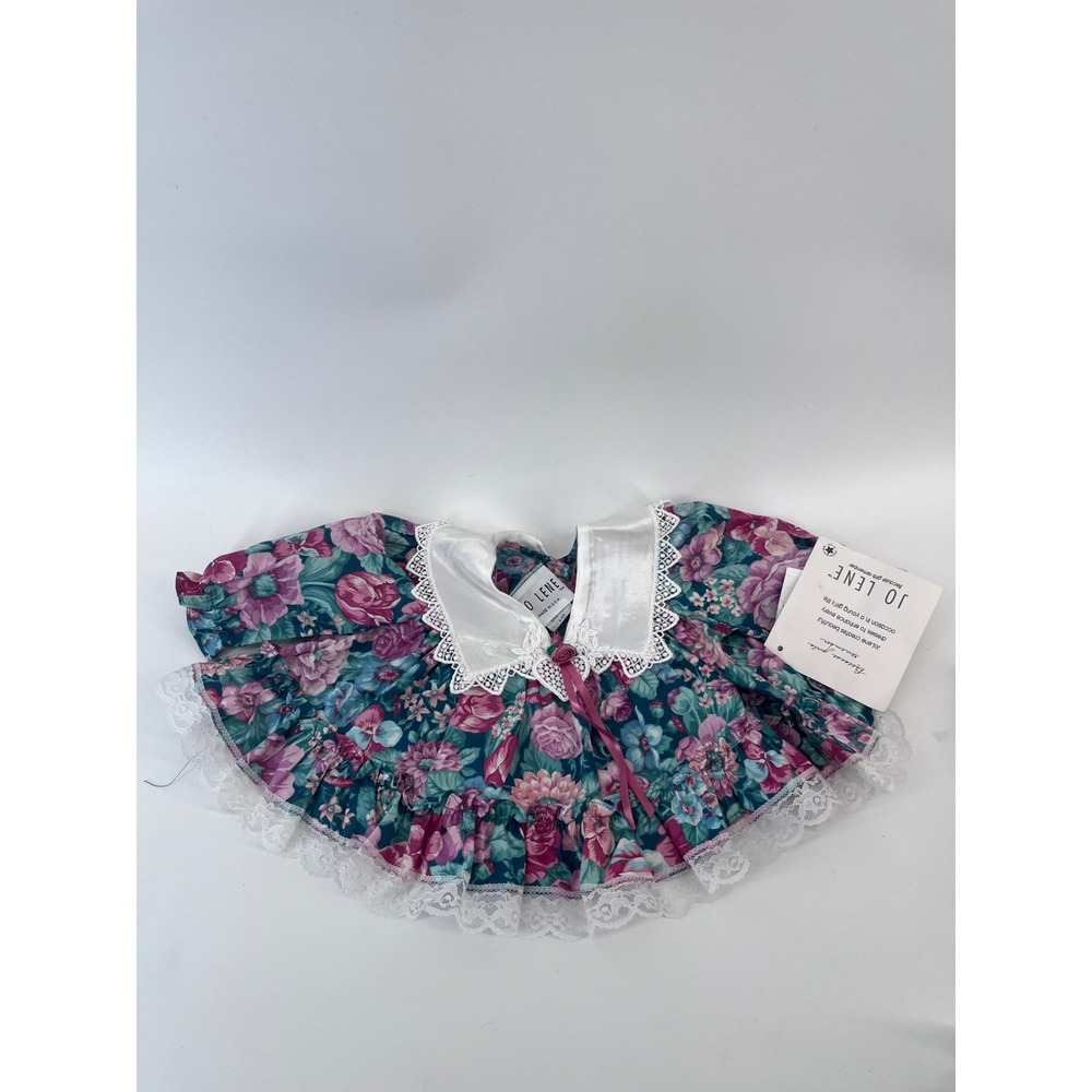 NWT Vintage Jo Lene Baby Girl Floral Dress Bloomer Set Lace 6-9 M Cottagecore